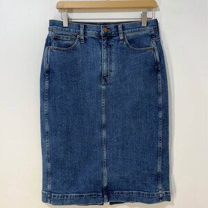J. Crew Classic Structured Medium Wash Knee Length Cotton Jean Skirt [size 4]